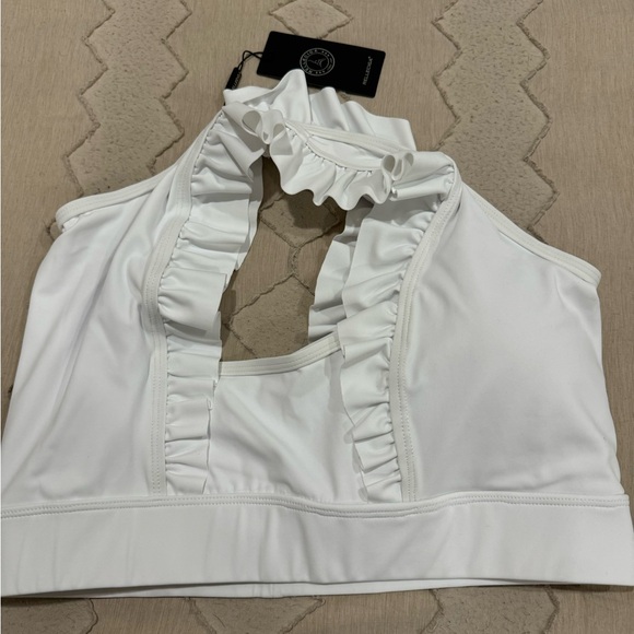 NWT - RELLECIGA Ruffle Scoop Neckline Fitness Support Workout Yoga Bra Top, L - Picture 10 of 12